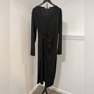 Elegant Black Knot-Front Dress